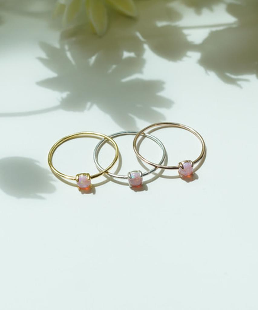 Alleun Silver 925 Moonstone Pink Layered Ring