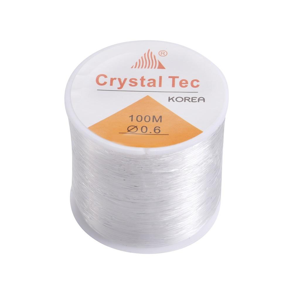 Cordón de Cristal Elástico Fuerte de 100m Hilo para Abalorios Fabricación de Joyería DIY Collar Pulsera Cordón Elástico Grosor 0.5-1mm