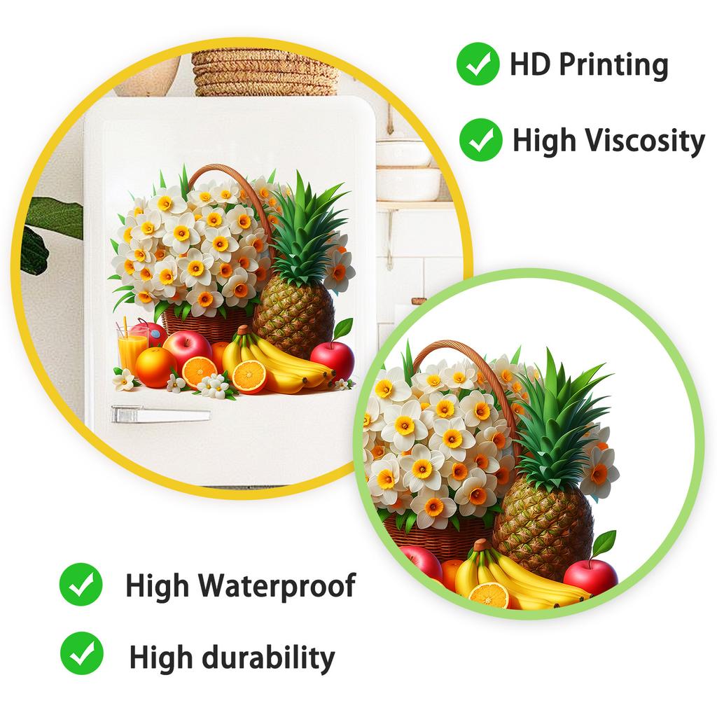 Adesivo Murale Cesto di Frutta Finta Autoadesivo Cucina Sala da Pranzo Armadio Frigorifero Decorazioni per la Casa Rimovibile