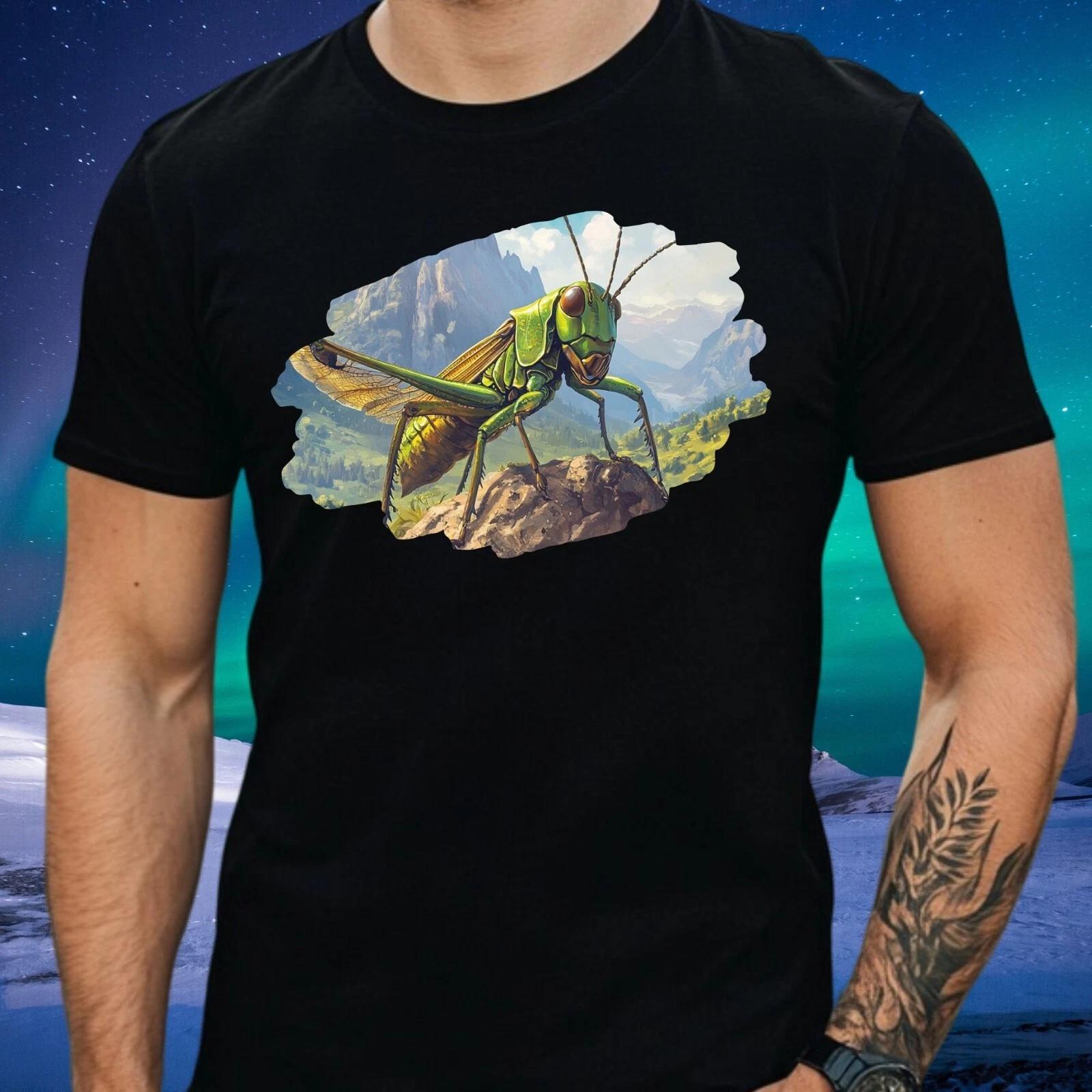 T-Shirt Herren Grashüpfer auf dem Berg Motiv Baumwolle Größe XS bis 5XL XL