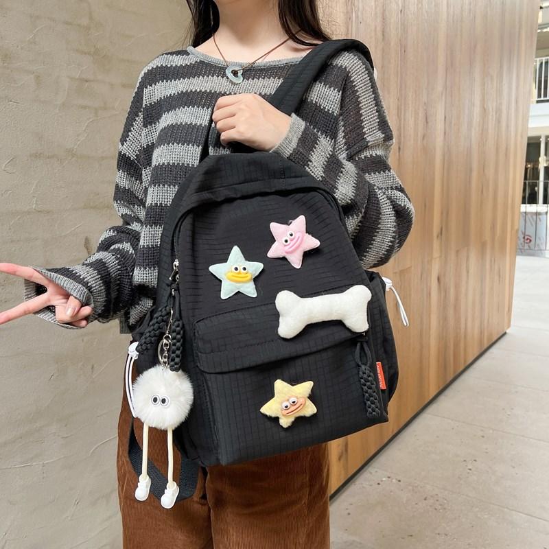 Solid Color Women's Backpack Large Capacity Student School Bag