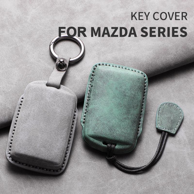 Fit For Mazda 3 Axela Key Fob Case Cx5 Cx4 Attila Cx50 Travel Cx30 Genuine Leather Auto Key Fob Mount Case Flip Flop Key Ring Automotive Auto
