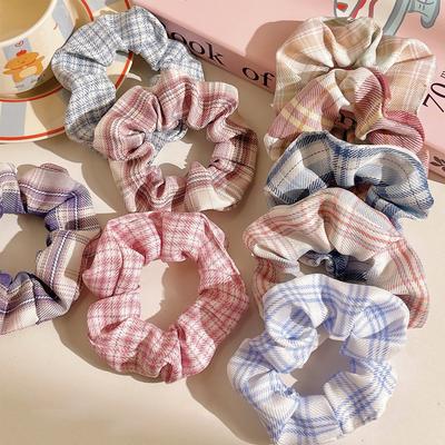 1PC/5PCS Girl Checkered JK Large Intestine Hair Band, Japanese and Korean Style Classic, Simple and Versatile Daily Hair Band