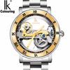 IK Coloring Herrenuhren 5ATM Wasserdicht Edelstahl Automatisch Mechanisch Herren Armbanduhr Brücke Skelett Herren Uhr