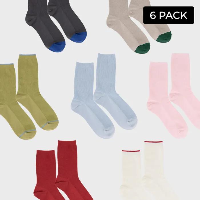 [Free Sock Laundry Bag Included] Easy Fit Middle Cotton Non-Compression Socks 6-Piece Set (Sock Set)