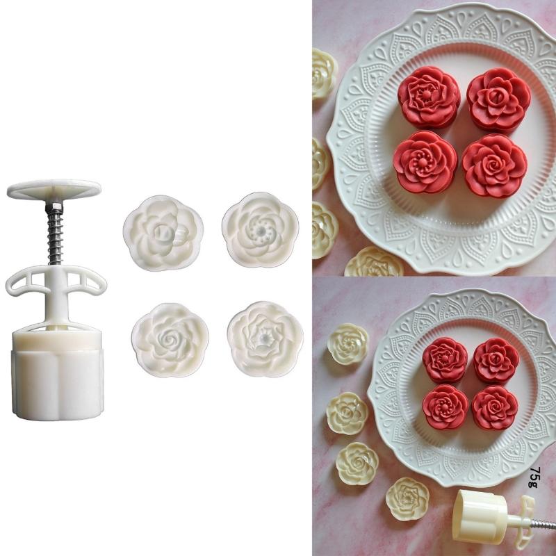Hand Pressure Moon Cake Molds Flower Pattern Cookie Stamp Moon Cake Maker MidAutumn Festival making Cookie Pastries Tool