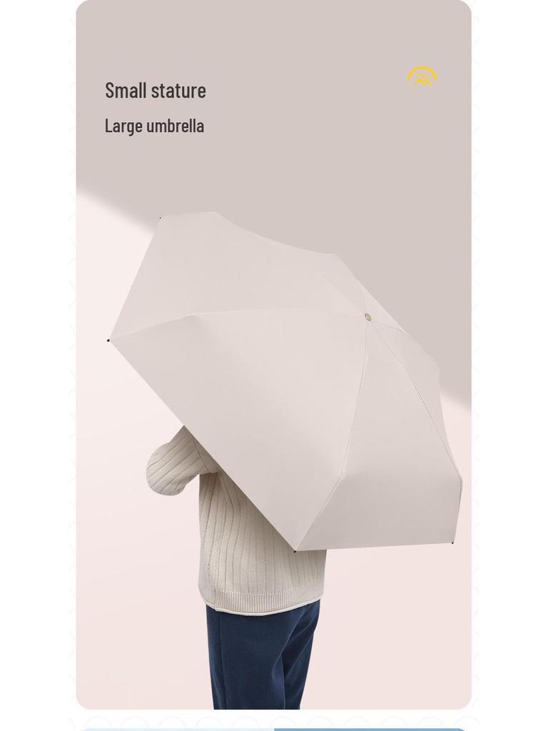 Compact Six-Fold Mini Vinyl Sunshade Umbrella for Women - Customizable High-End Parasol for Rain or Shine