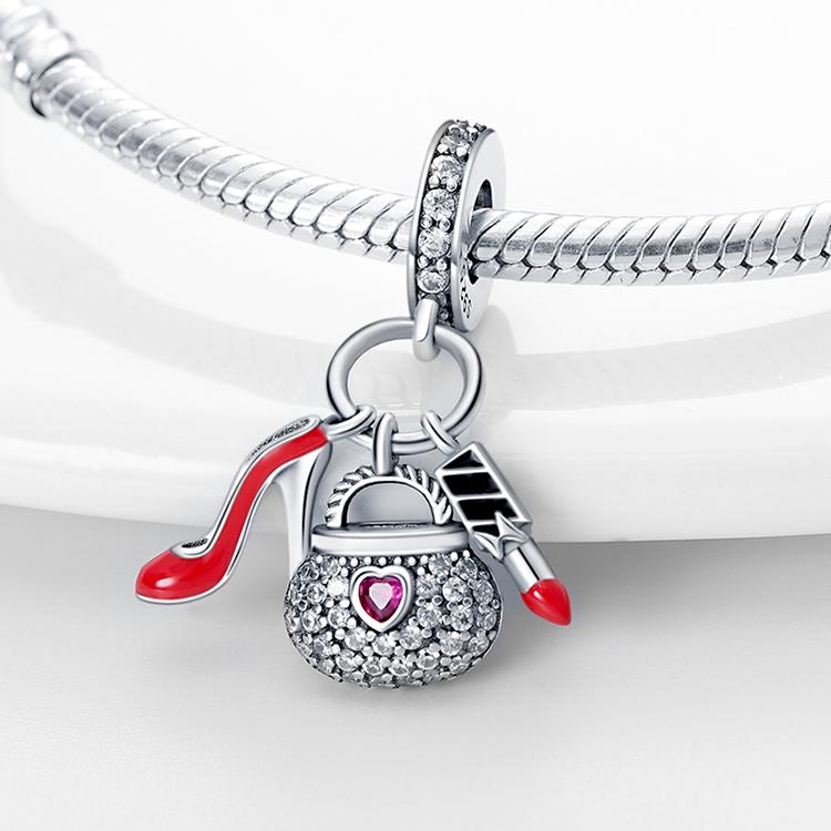 Original Charmscopper High Heels, Bags, Lipstick Beads Fit Charms Platabracelets For Women Women Jewelry Making Diy