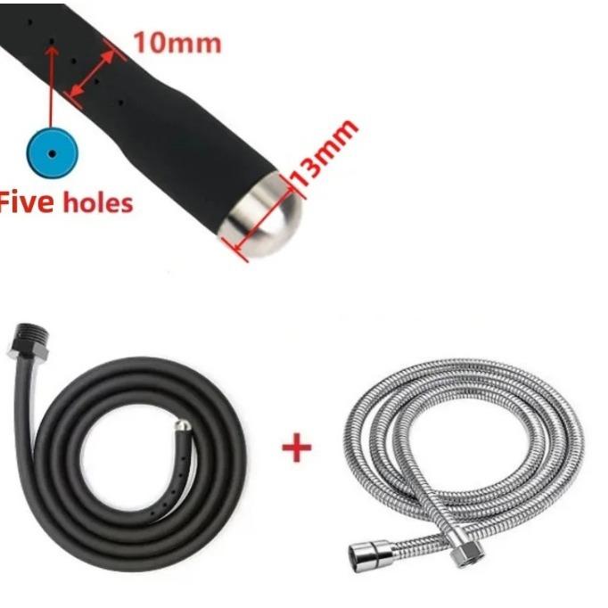 Silicone Metal Anal and Vaginal Washing Porous Sausage Filler Women Washing Device Unisex Adult Sex Product