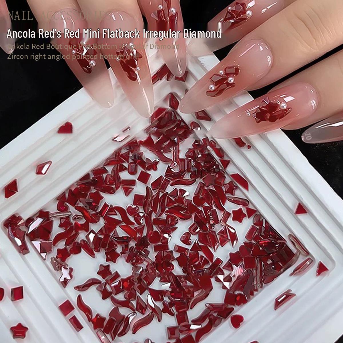 

Ancola Red Flatback Small Super Shiny Rhinestones for New Year Nail Art K9 Mixed Pack
