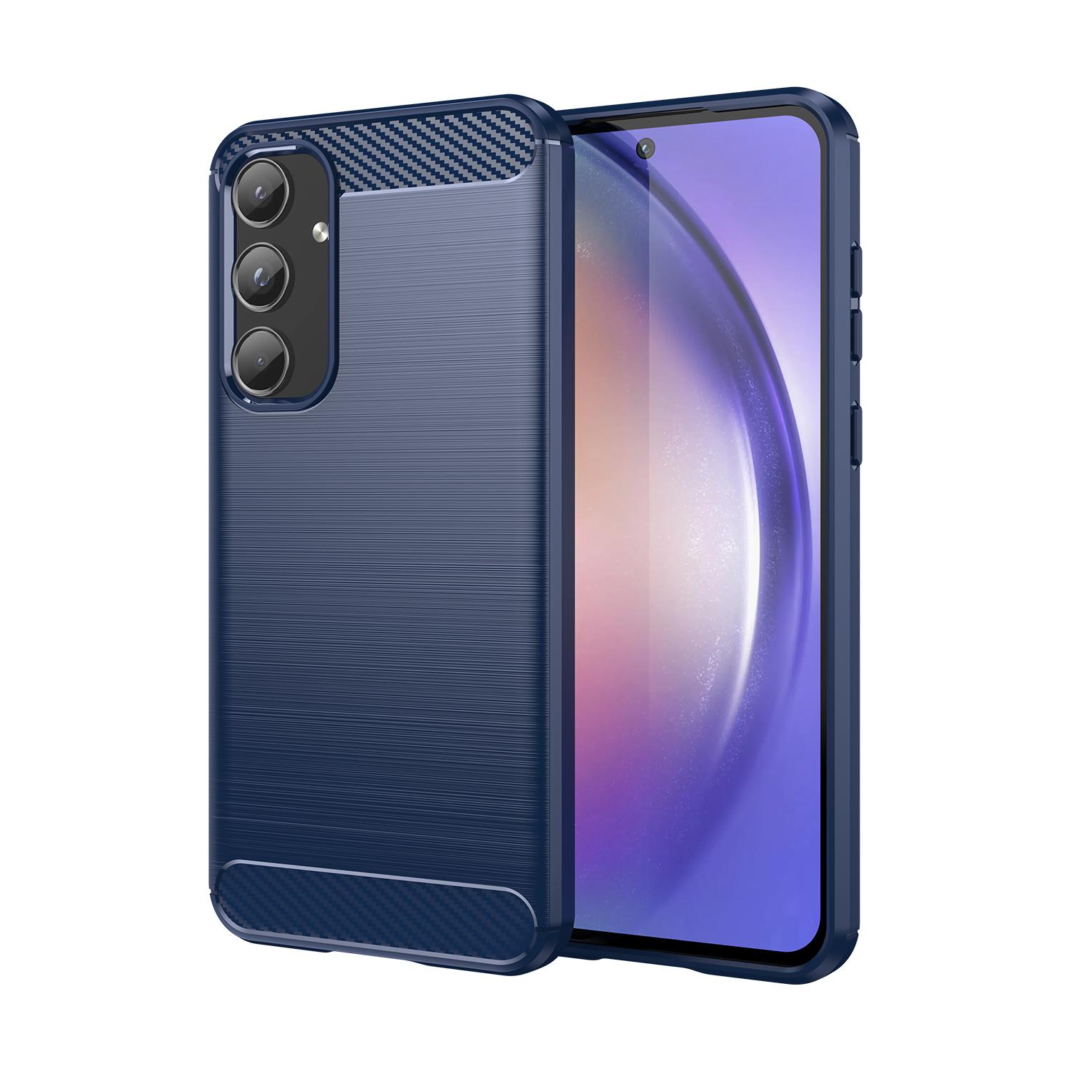 

Для Samsung Galaxy A55 Phone Cover Luxury Carbon Fiber Case for galaxy a55 Протиударні матові чохли Coque Fundas Galaxy A55&For Galaxy A55 синій