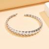 18K Gold Vacuum-Plated Twisted Cable Knit Open Cuff Bangle for Women