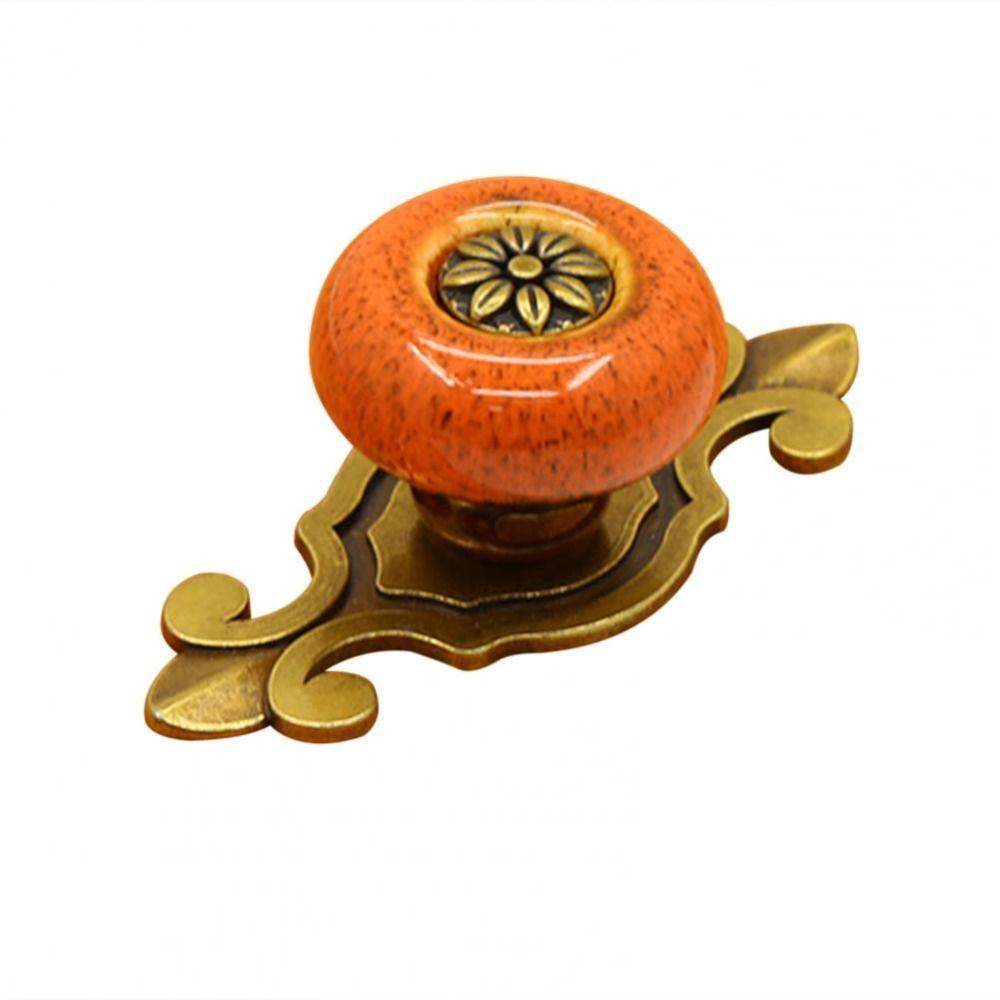 Creative Single Hole Ceramic Knob Ethnic Style Antique Bronze Door Knob Ceramic Flower Pull Handle Cabinet