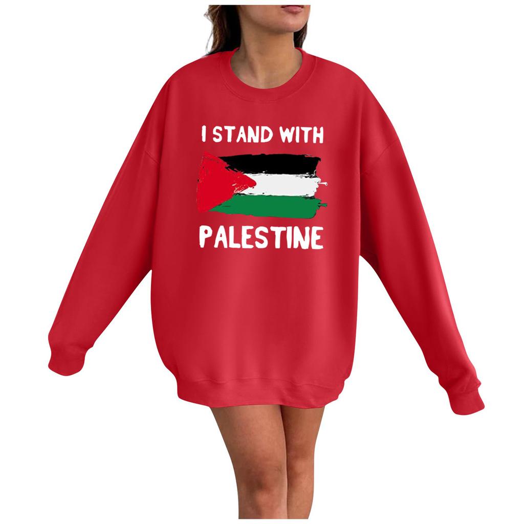 Women's Fashion Loose Casual Printed Long Sleeve Pullover Sweatshirt Top