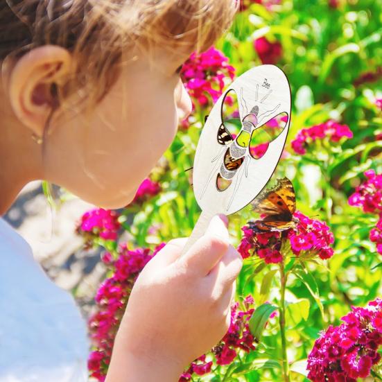 Wooden Nature Art Frame Hollow Butterfly Bee Ladybug Frame Photography Prop Educational Toy for Kids Photography Enthusiasts