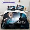 1 Stück Johnny Hallyday Muster Bettwäsche Steppdecke Set Bettbezug Kissenbezug Heimdekoration Geburtstagsgeschenk (1 Bettbezug + 2 Kissenbezüge, ohne Füllung)