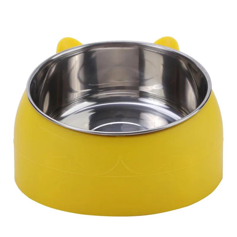 Stainless Steel Cat Bowl and Dog Bowl Double Bowl Protection Cervical Cat Bowl Slant Mouth Hot Selling Pet Food Bowl Supplies
