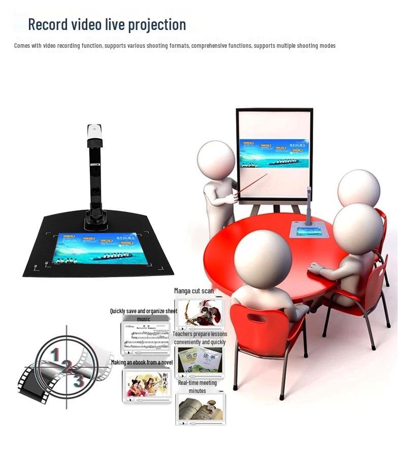 A3 High-Speed 16MP Scanner for A4 Documents, IDs, Photos, and Books with Teaching Stand