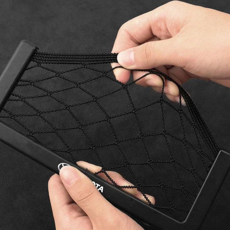 1Pcs Car Net Bag Phone Holder Storage Net Box Pocket Organizer for TRD Toyota GR Corolla Rav4 Auris Camry Yaris CHR Accessories