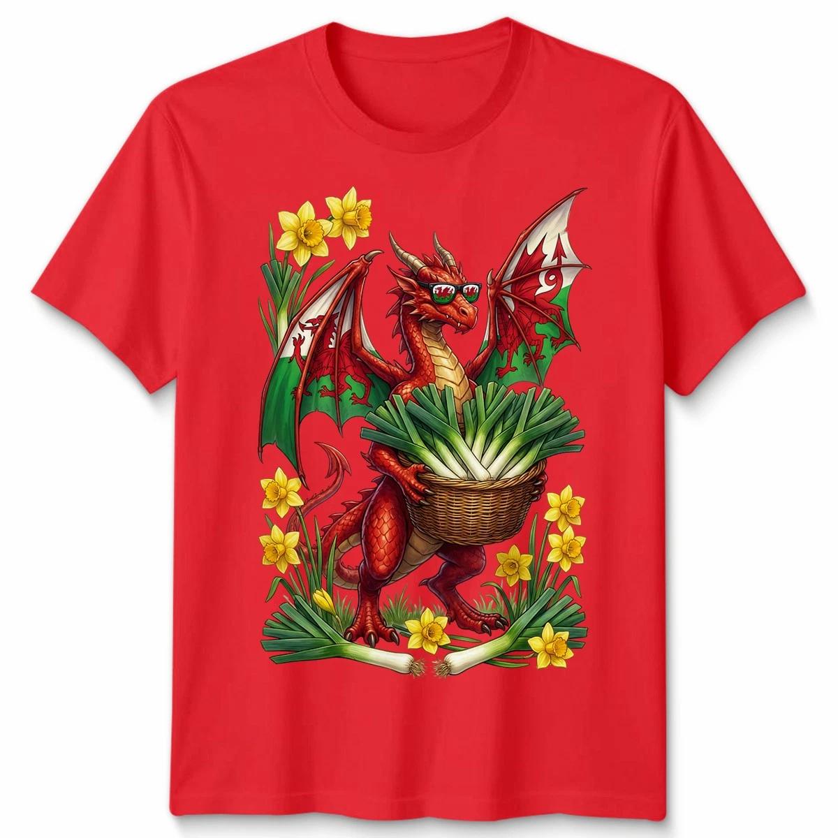 Флаг Уэльса День Святого Давида Лук-порей Нарциссы Графический Унисекс Футболка 3XL