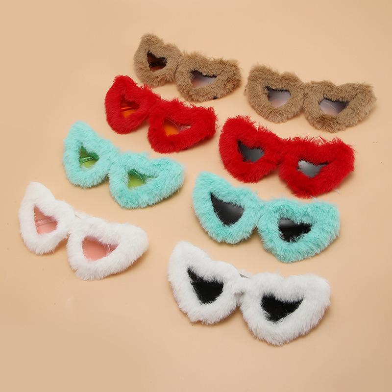 New Fashion Glasses Plush Love Sunglasses Peach Heart Dance Party Funny Heart Sunglasses