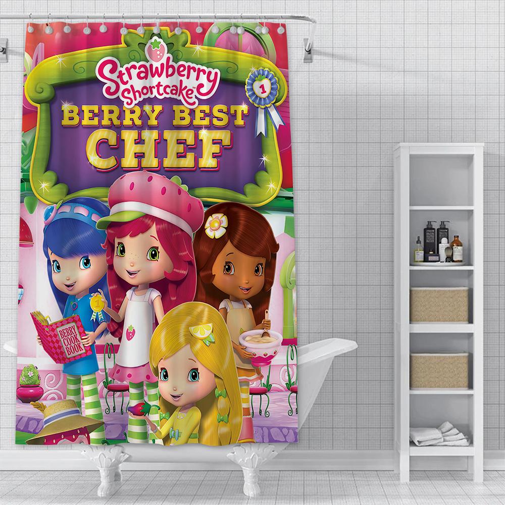 S-Strawberry Shortcake Exquisite Shower Curtain Waterproof Polyester Fabric Paint Bath Curtains Home Bathroom Decor Curtain