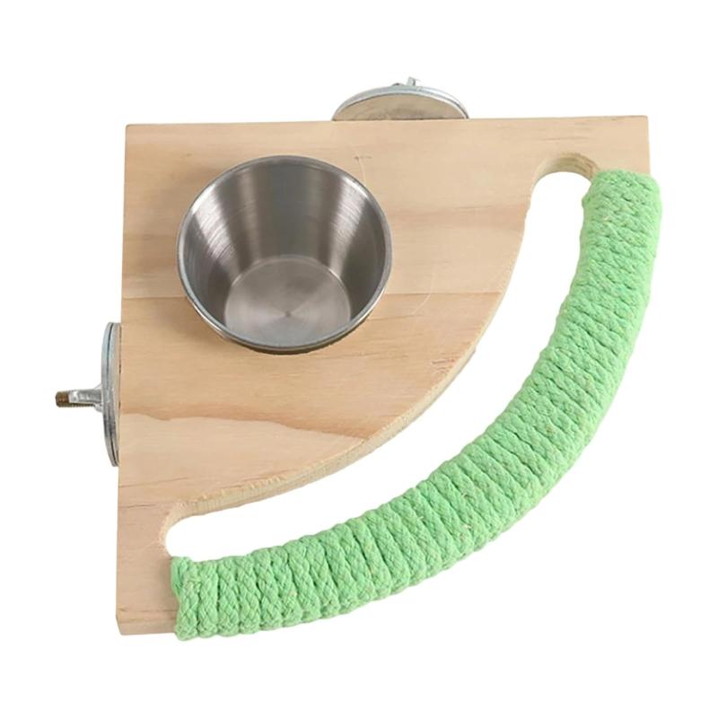 

Adjustable Bird Playing Stand With Detachable Feeding Cups Wood Parrots Rest Station For Small Media Birds