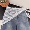 New Spring and Summer Lace Triangle Scarf for Women with Large Waves of Flowers Covering Up Sweet Ass Curtain Skirt Korean Princ