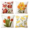 45x45cm Flower Embroidered Pillow Cover Rural Style Home Sofa Pillowslip Bedhead Cushion Office Chair Lumbar Mat Easy To Clean Pillowcase Without Core