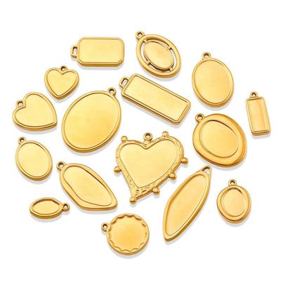 5Pcs Stainless Steel Cabochon Pendant Base Irregular DIY Charm Pendant Trays Heart Shape Blank Cabochon Base