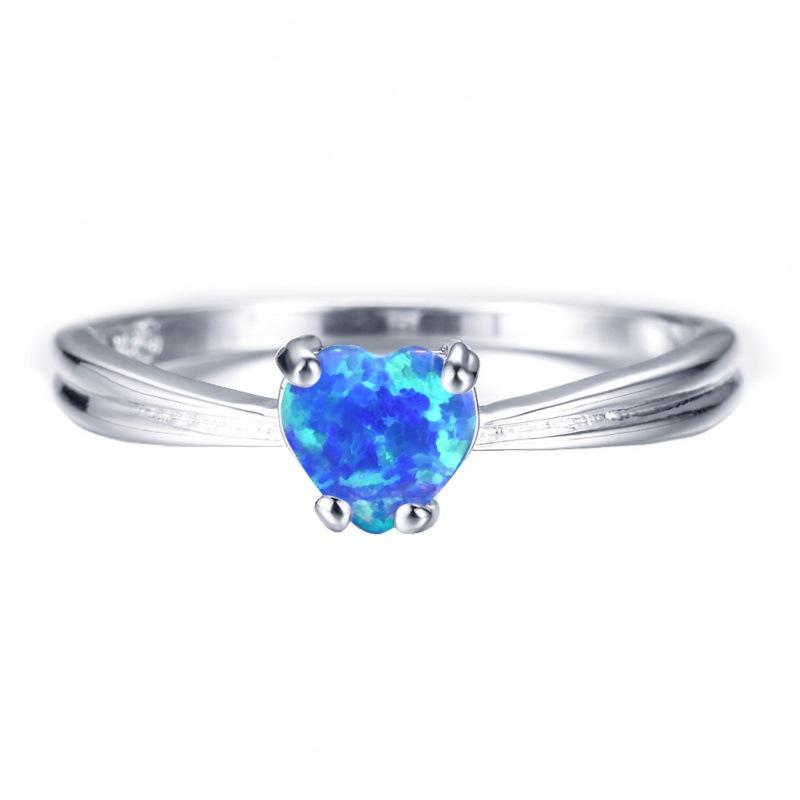 

Korean style S white gold mm white purple blue heart shape simple women s ring no. 10 синій