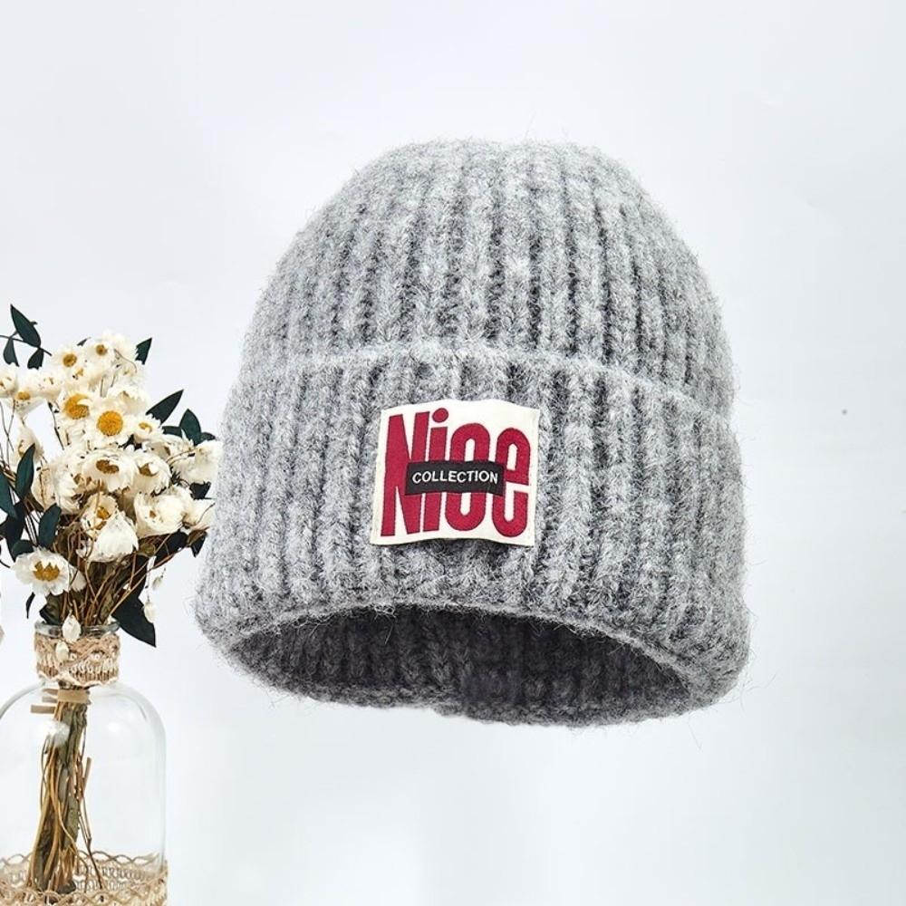 Letter Embroidery Knitted Woolen Hat Thickened Ear Protection Hat Fashion Skullies Cap Winter