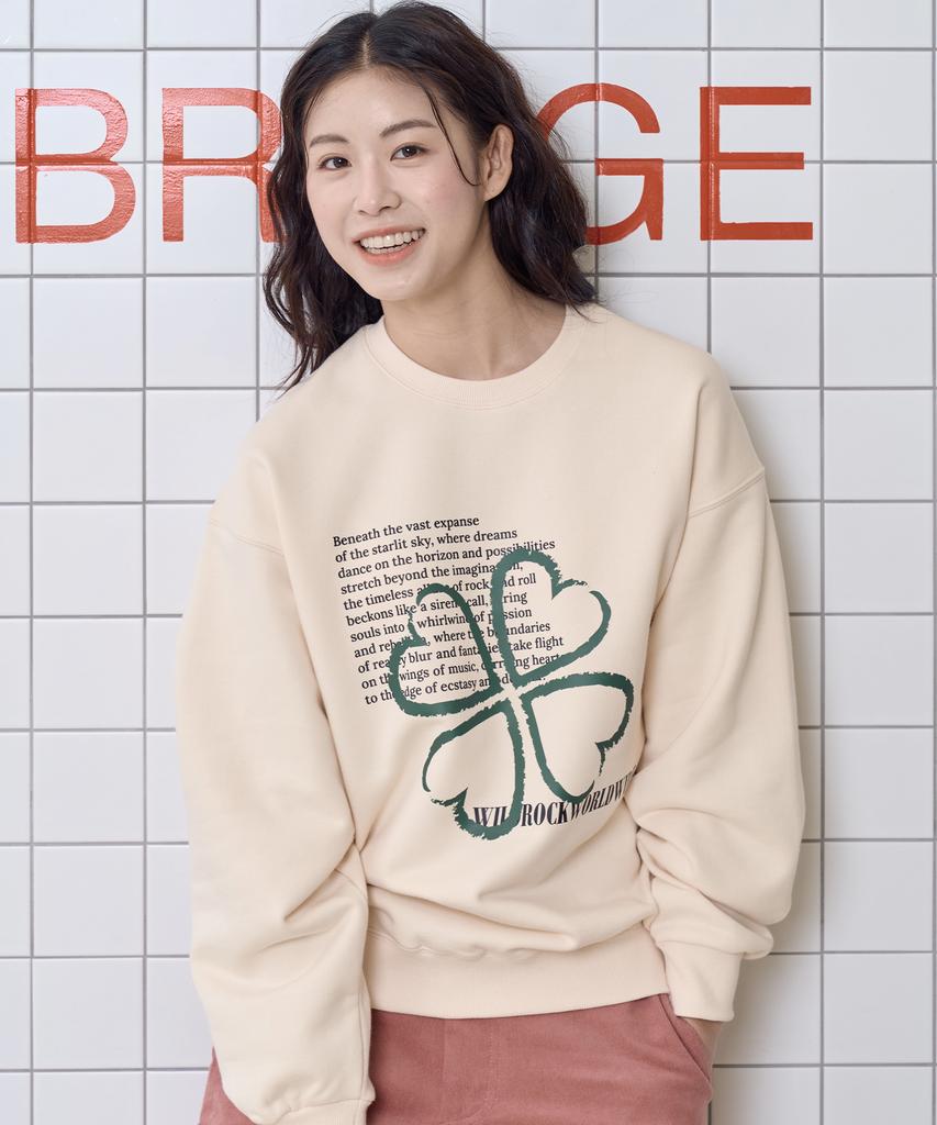 WILDROCK Four-Leaf Clover Lettering Sweatshirt_Ivory