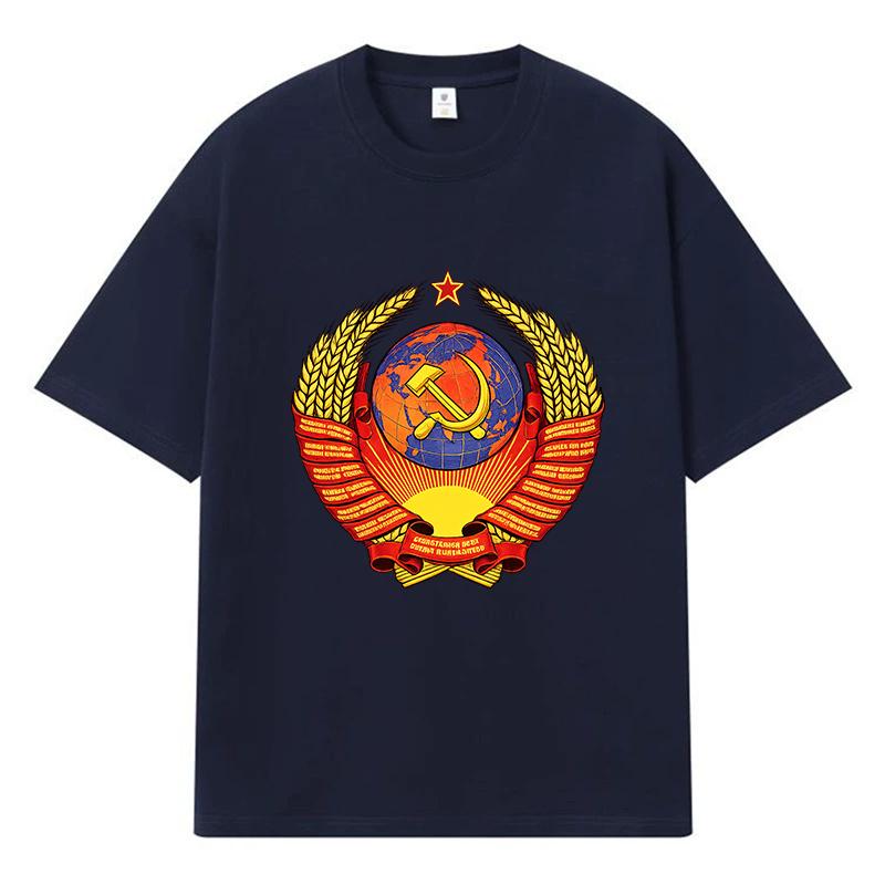 2026 Hammer And Sickle Emblem Printed Graphic Y2k Harajuku Streetwear 100% Cotton T Shirt Casual Oversized Summer Men T-shirt