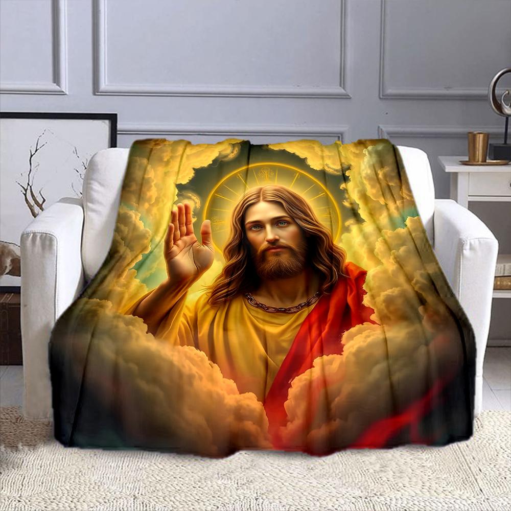 "Jesus Blessing Design on Blanket" Patterned flannel blanket perfect for the bedroom living room, sofa, or a little nap