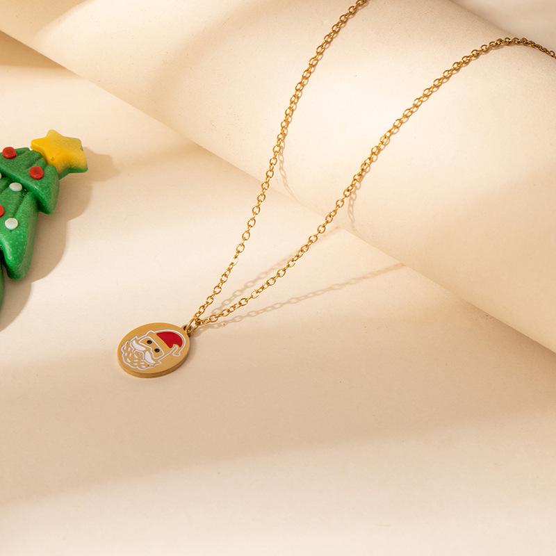 European & American Christmas Bell Tag Pendant Necklace - Non-fading Titanium Steel Clavicle Chain, New Style.