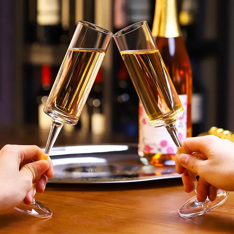 220 ML Crystal Champagne Flute Goblet Wine Glass Moet Glasses Cup for Bar Household Wedding Party Sparkling Wine Cocktail Glass