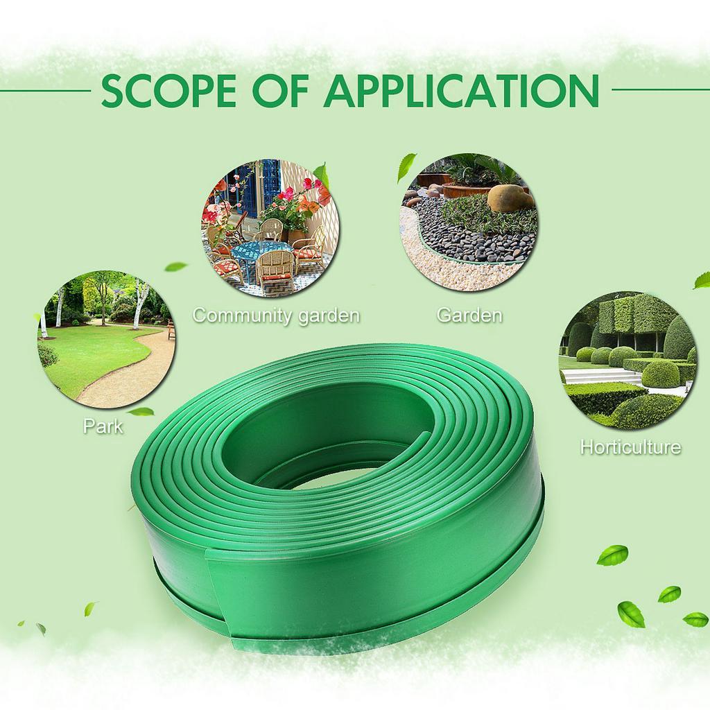 10m Plastic Grass Edging Fence Belt Border Garden Lawn Stone Isolation Path Barrier Patio Garden Greening Belt Horticulture Green