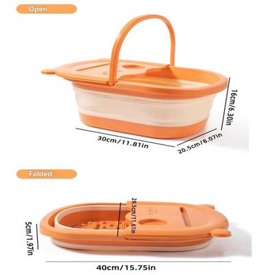 1pcCollapsible Foot Soaking Bucket, Foot Washing Basin for Dormitories and Households, Foot Bath Basin with Massage Function