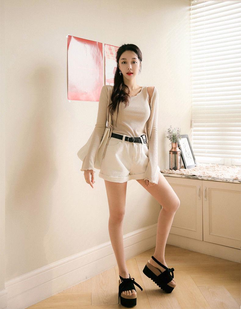 Wubi Women's High-Waisted Korean Style Denim Shorts for Summer