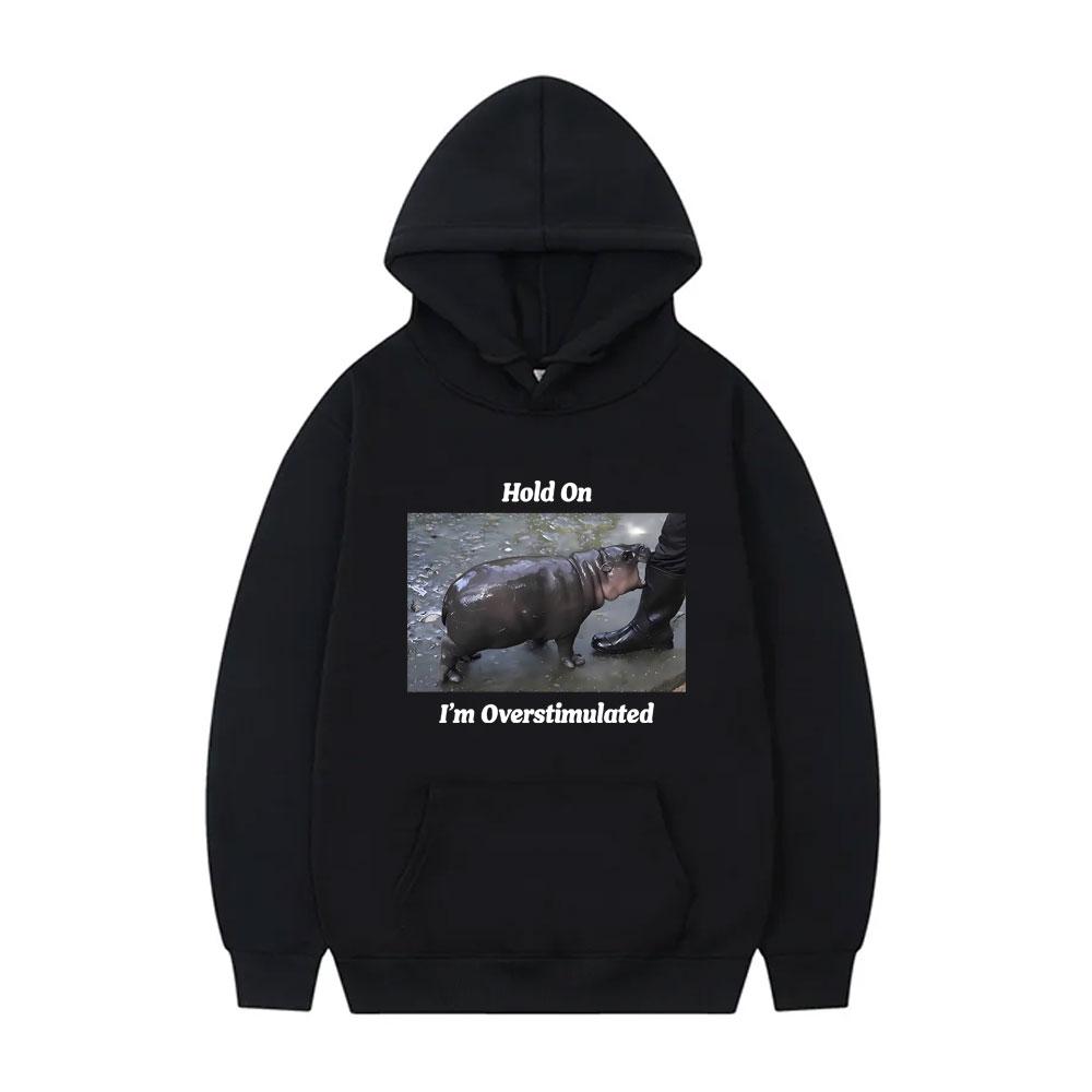 

Погоди, я перевозбужден, детеныш гиппопотама Му Дэн, забавный мем, худи, мужской, женский, повседневный, оверсайз, пуловер, толстовка мужская 3XL