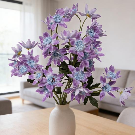 Artificial Flower 25" Fake Flower Bouquet 3 Stem Faux Floral Branch for Home Wedding Party Centerpiece Dining Table Vase Decor