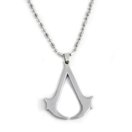 Erkek Assassin's Creed Altair Oyun Logosu Çelik Cosplay Zincir Kolye Kolye