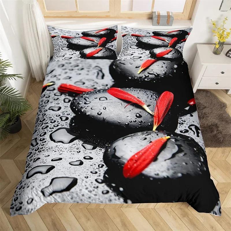 Meditation Duvet Cover Nature Green Bamboo Lotus Flower Bedding Set Circle Geometric Bedspread Cover Zen Spiritual Quilt Cover