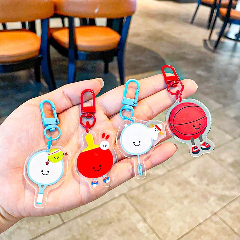 Cute Sports Acrylic Keychain Collection For Tennis Badminton Soccer Gifts And Souvenirs