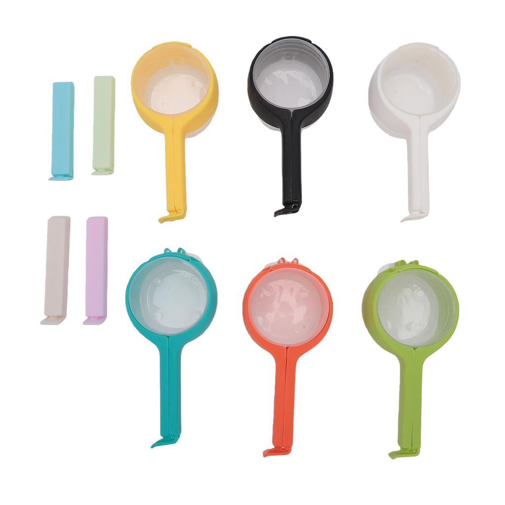6PCS Plastic Bag Clips with Spout, 4PCS Snack Sealing Clips, Reusable Food Bag Sealer, Snack Storage Clip, Leak Proof,