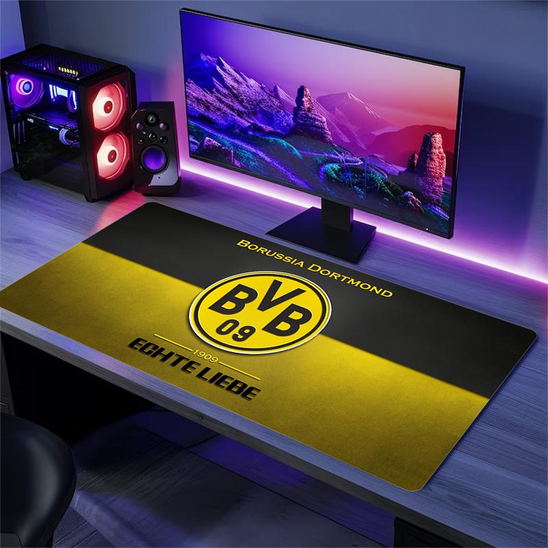 Poduszka z nadrukiem Borussia Dortmund Antypoślizgowa Mata pod mysz do laptopa/tabletu XXL Mata do gry na mini PC Z blokowaną krawędzią