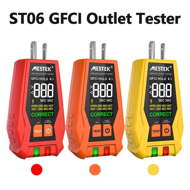 

ST06 GFCI Outlet Tester Color Screen Digital Socket Tester US Plug Electric Circuit Polarity Voltage Detector Breaker Finder US PLUG