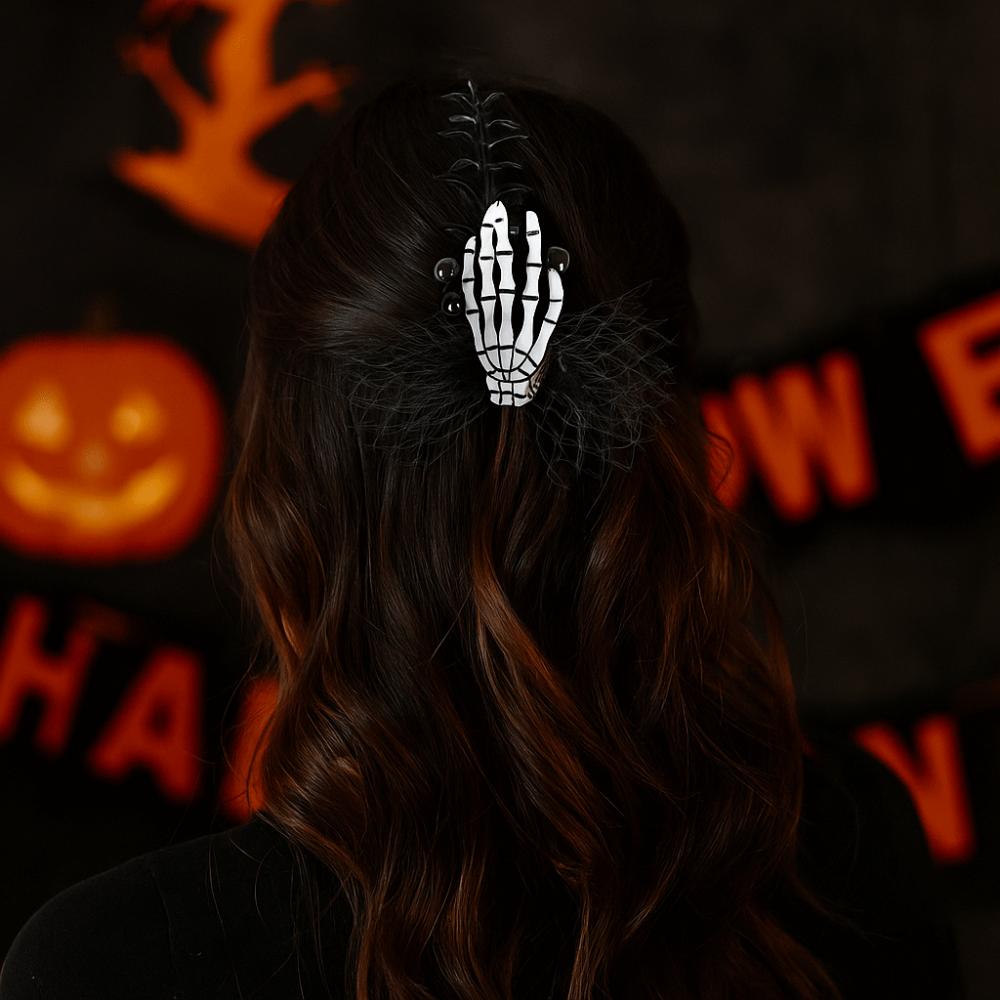 Cloth Ghost Claw Hair Clip Harajuku Halloween Headwear Skeleton Hand Hairpin  Children