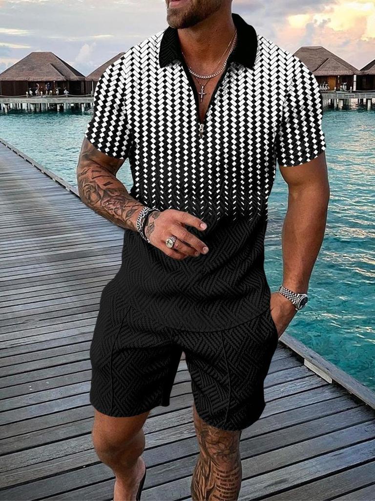2022 Summer Men's Sports Casual Shorts & Tee Two-Piece Set